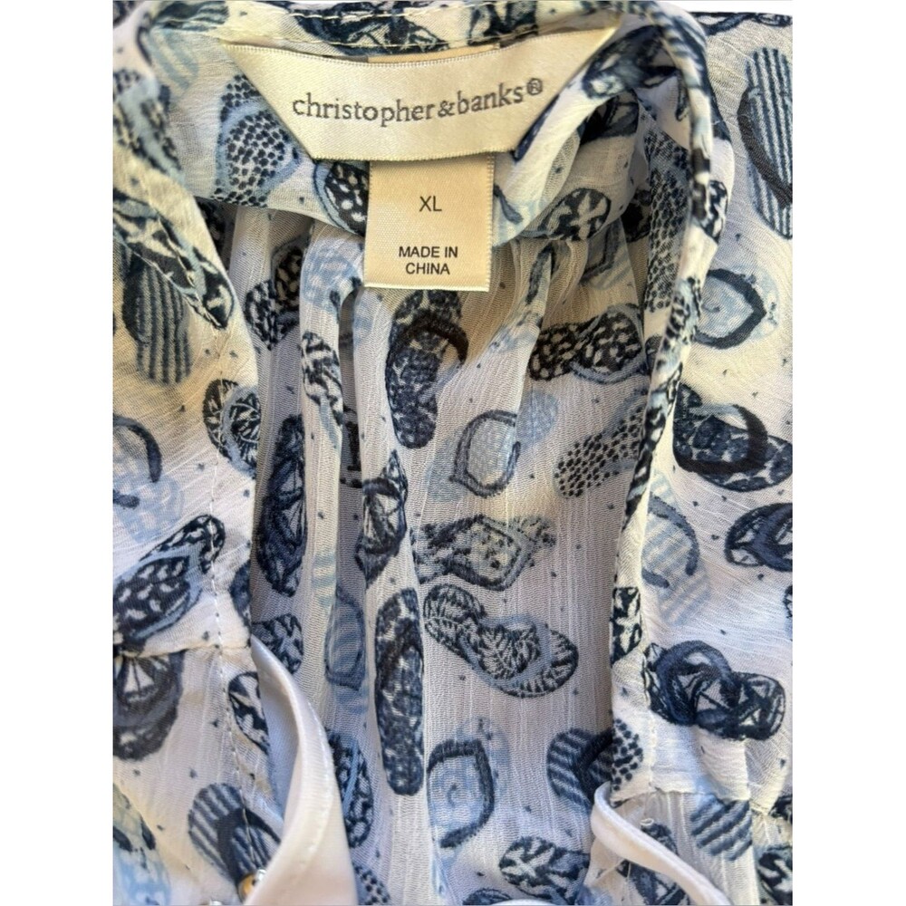 Summer Sleeveless Blouse Tanks Bundle Womens XL Navy Blue White Flip Flop Lace - Picture 11 of 12